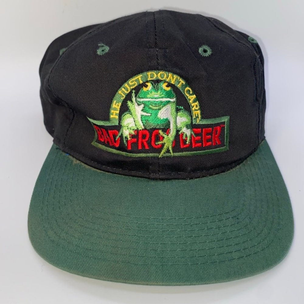 Vintage Bad Frog Beer He Just Don't Care SnapBack Hat HTF